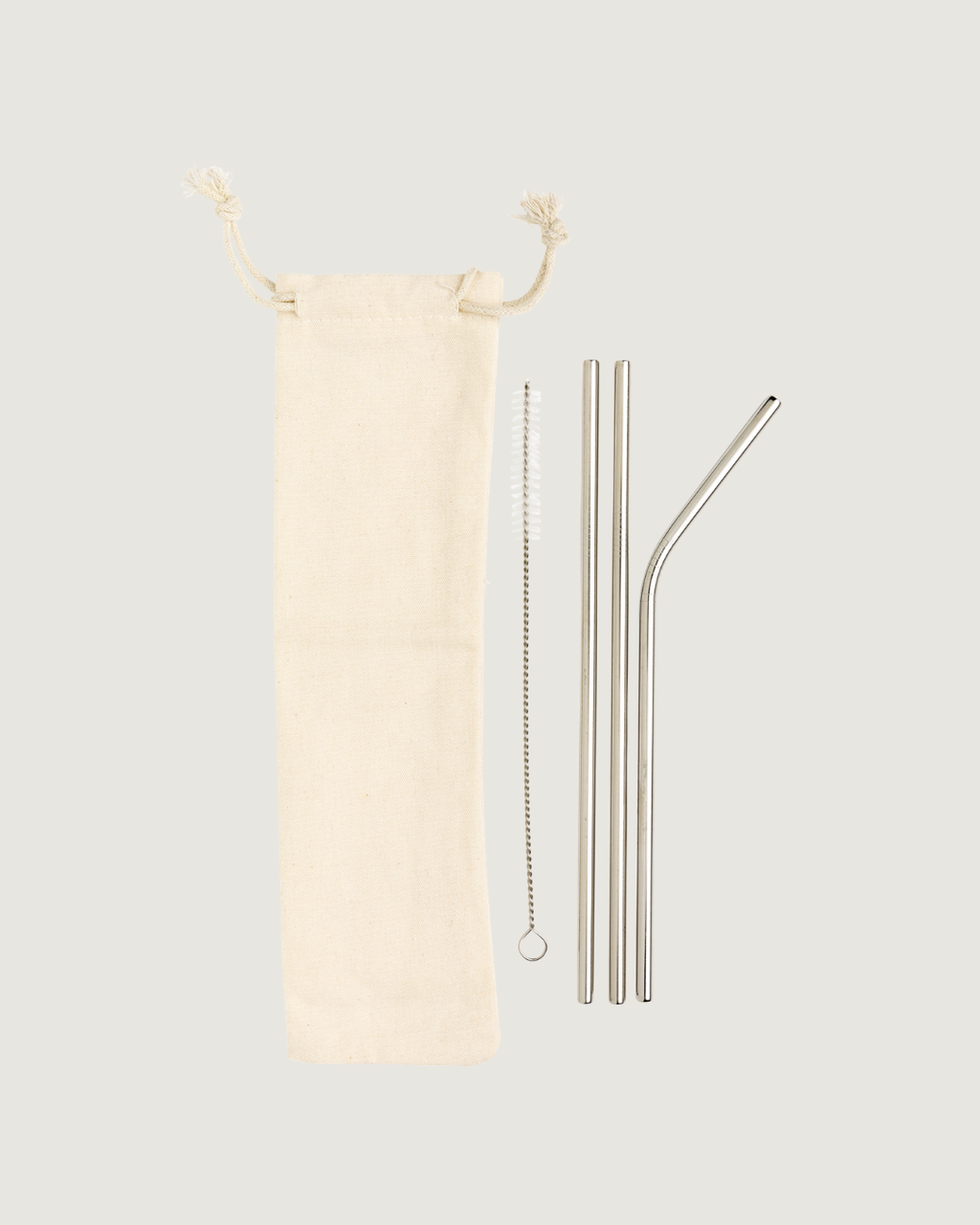 Conjunto de 3 palhinhas reutilizáveis em aço inoxidável