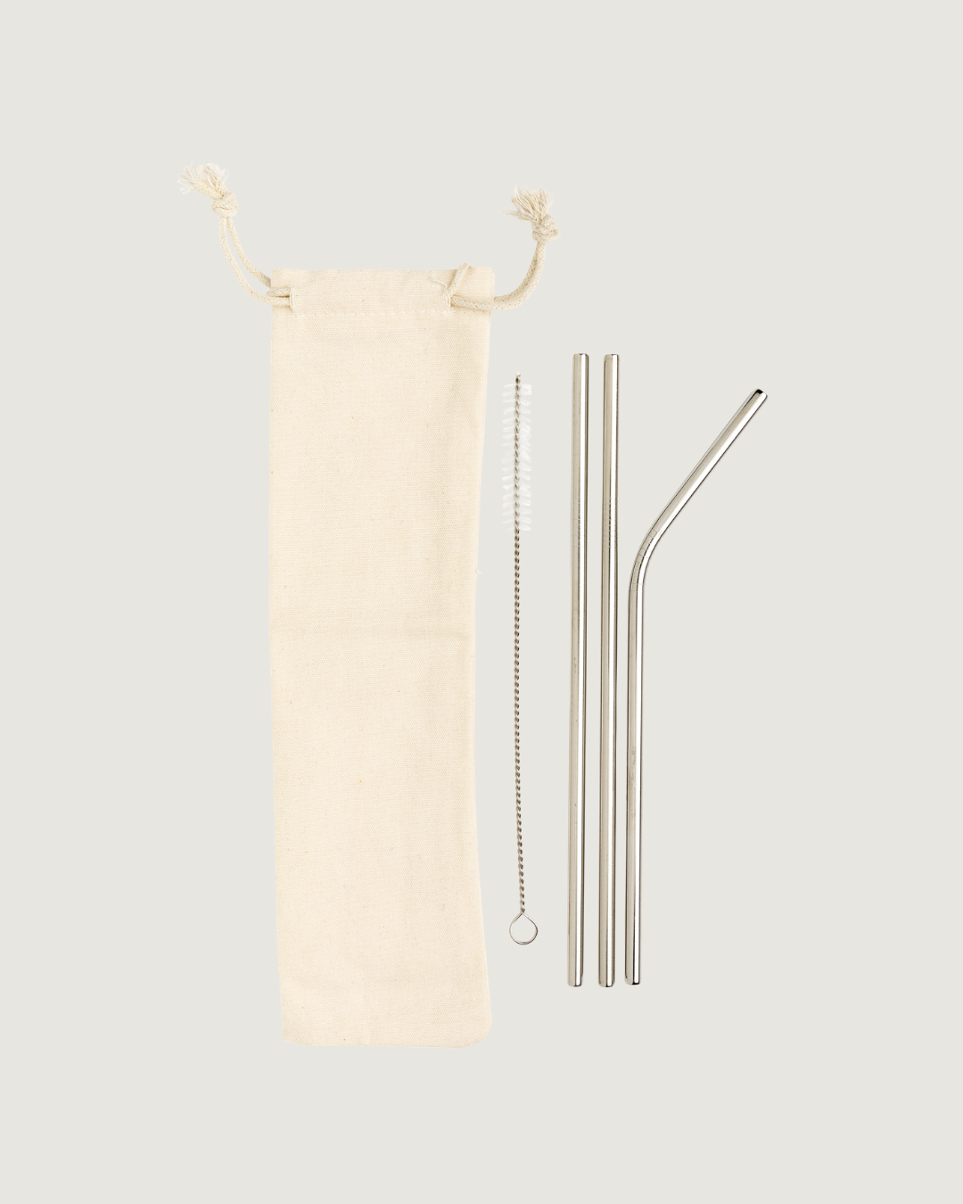 Conjunto de 3 palhinhas reutilizáveis em aço inoxidável