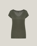 T-shirt em linho decote V de senhora