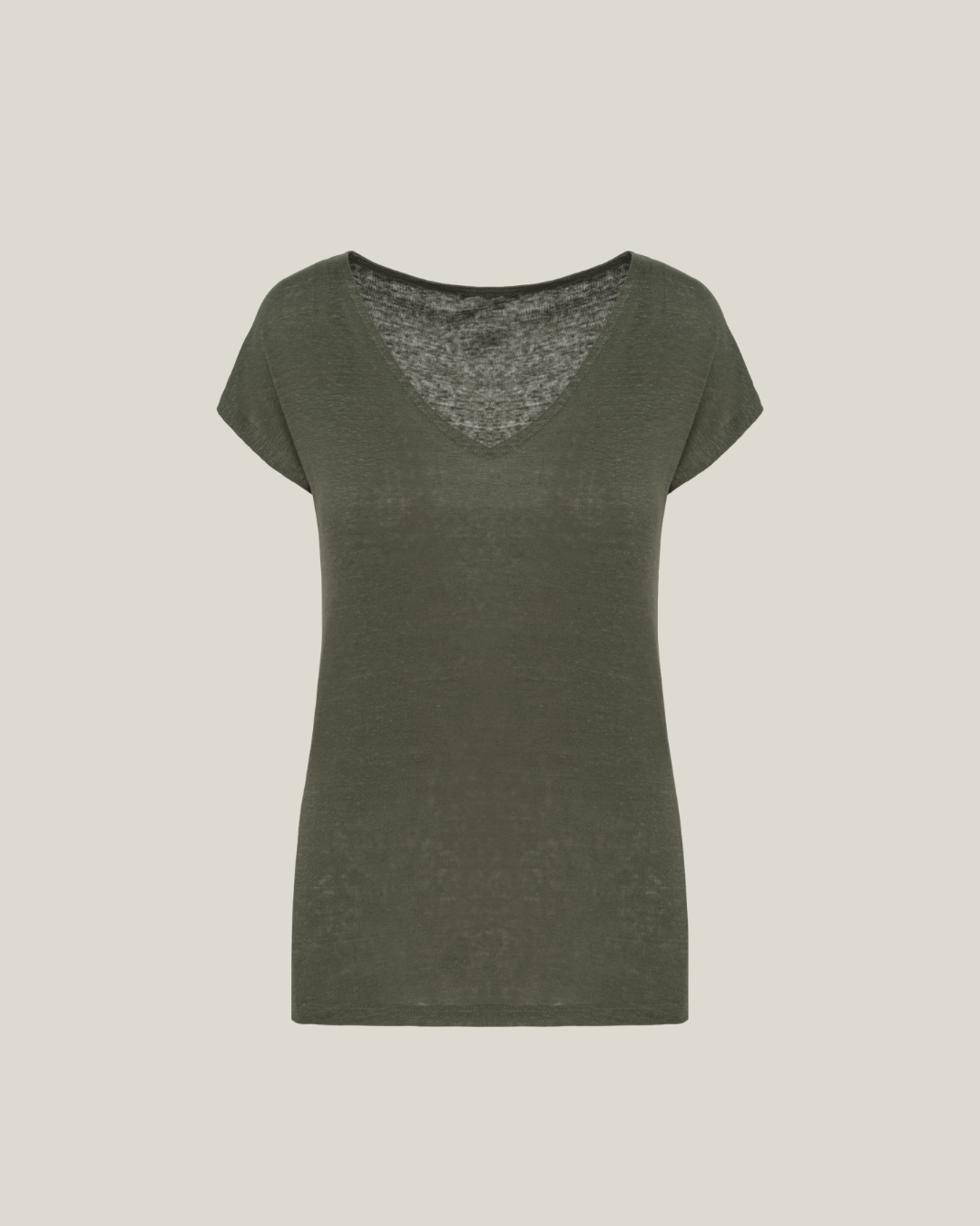 T-shirt em linho decote V de senhora