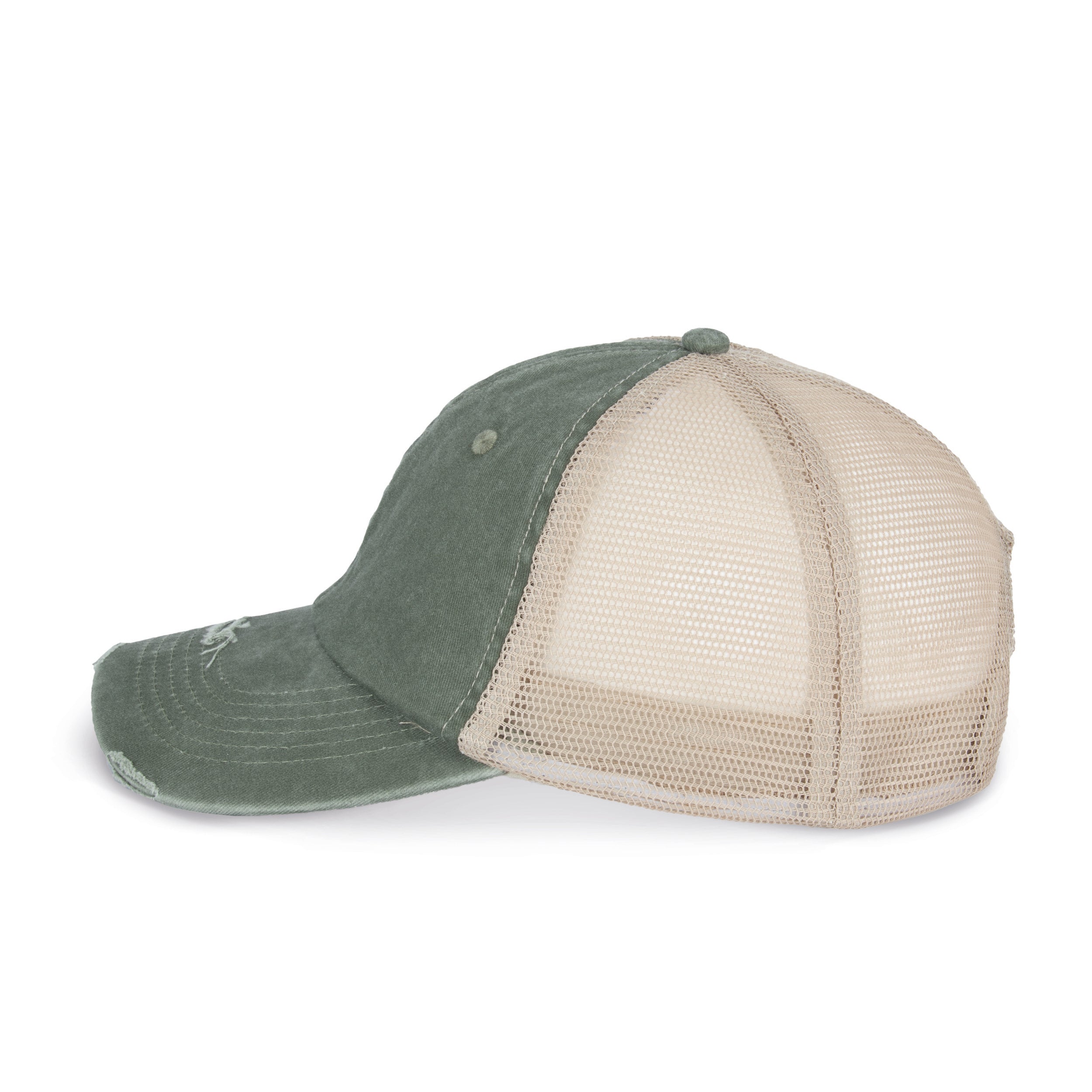 Boné trucker eco-responsável com efeito rasgado unissexo