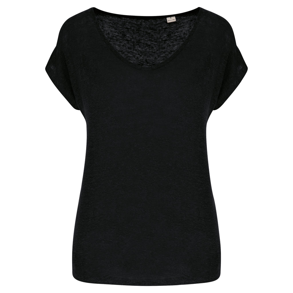 T-shirt em linho decote V de senhora