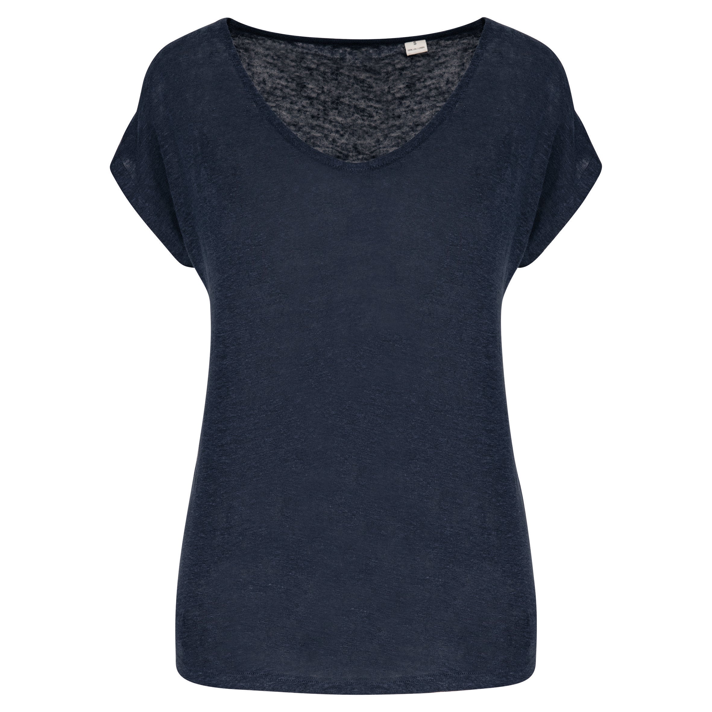 T-shirt em linho decote V de senhora