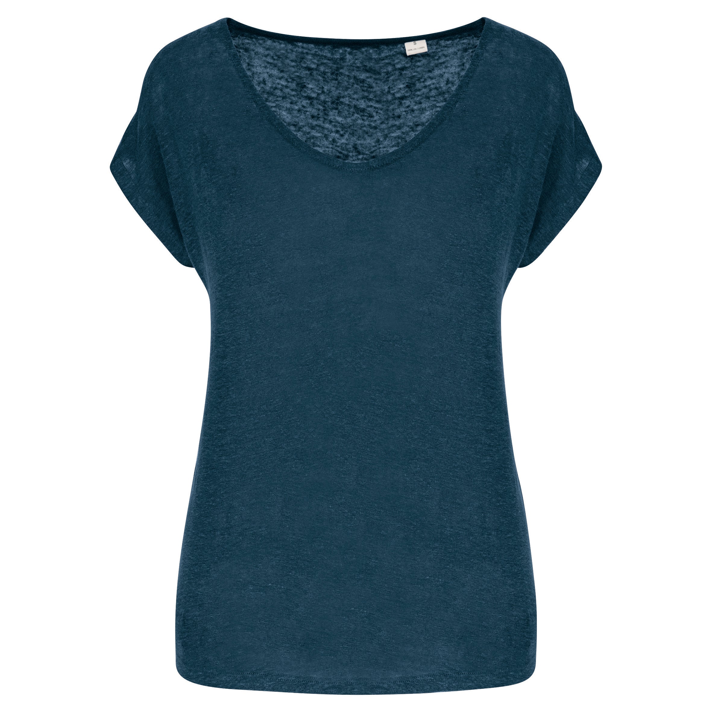T-shirt em linho decote V de senhora
