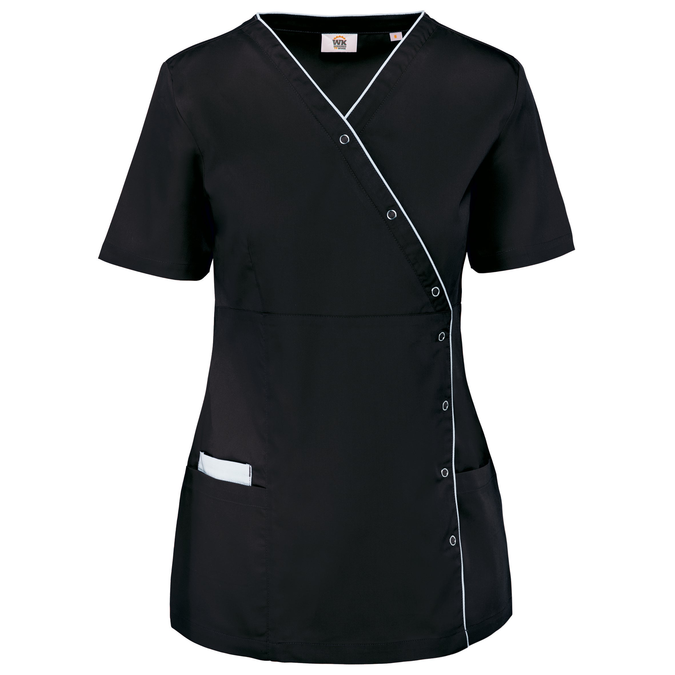 Bata poliéster/algodão com molas de pressão de senhora