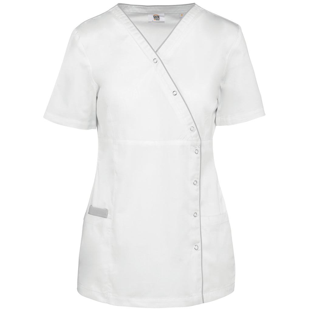 Bata poliéster/algodão com molas de pressão de senhora