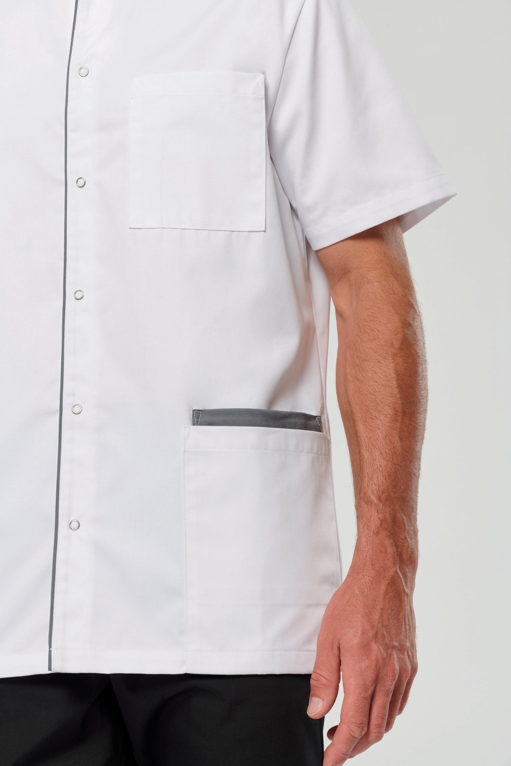 Bata poliéster/algodão com molas de pressão de homem