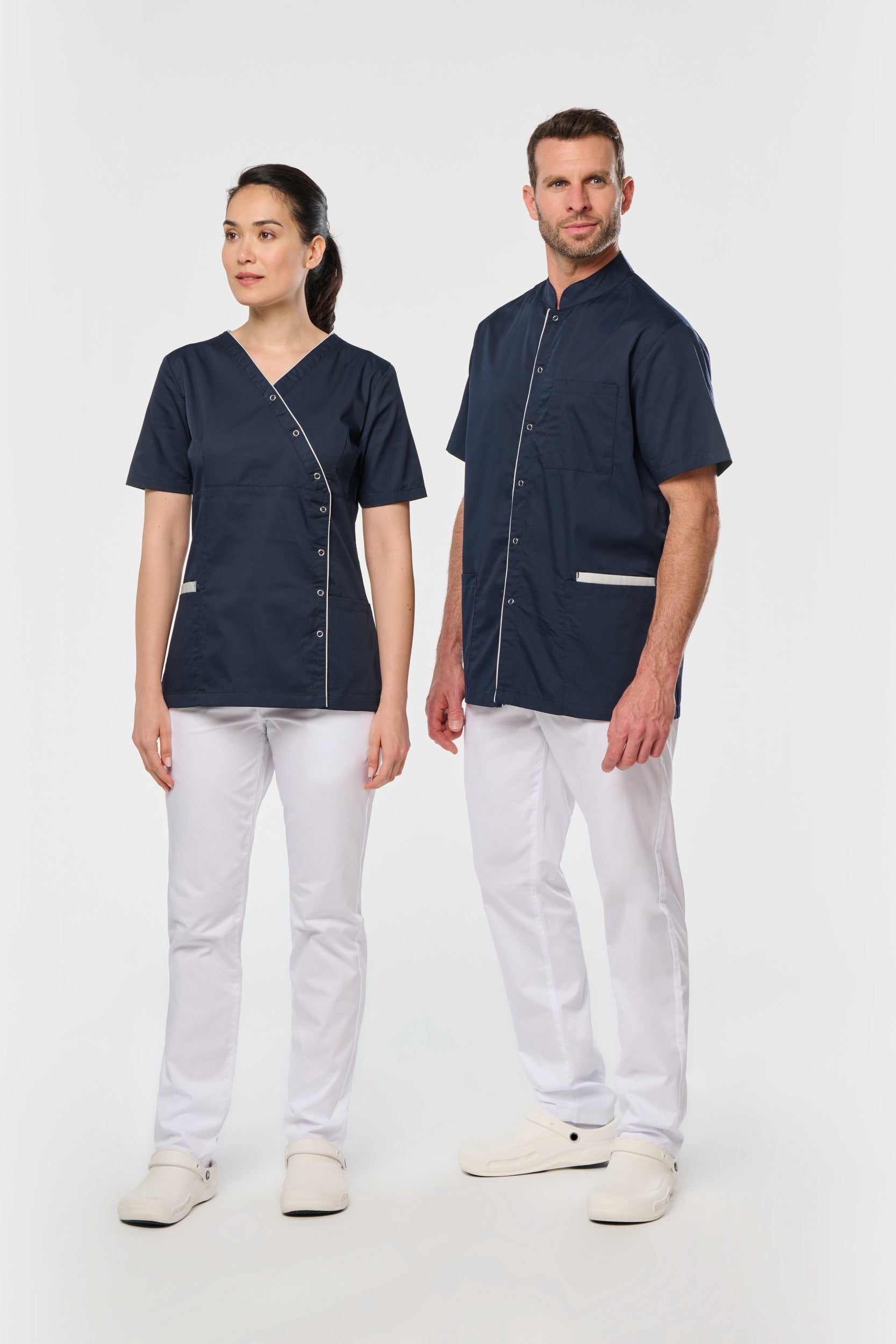 Bata poliéster/algodão com molas de pressão de homem
